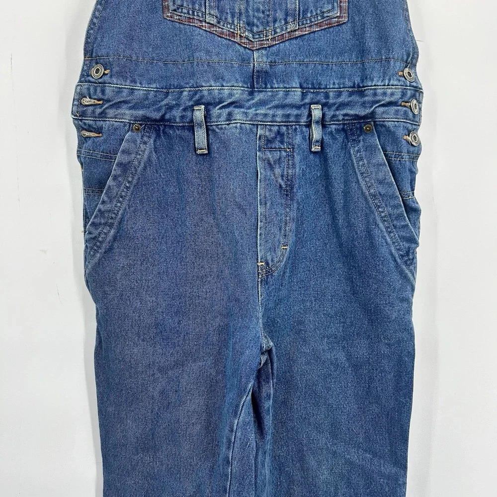 Vintage 90s Unionbay Kids L Denim Overalls Plaid Carpenter Grunge Boys Girls